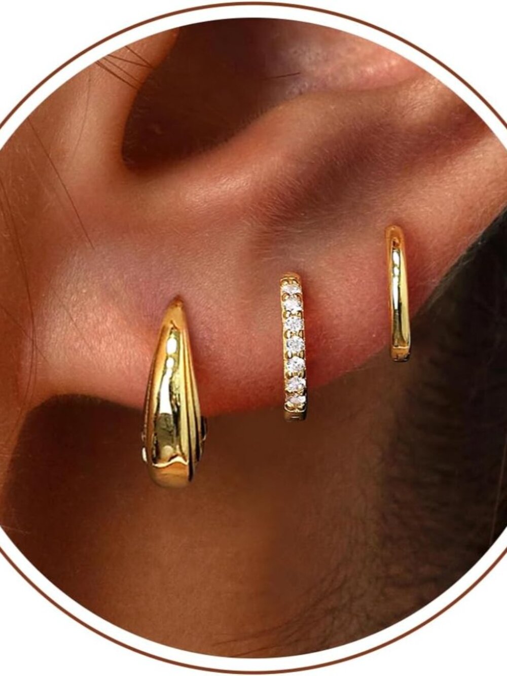 Small Sterling Silver Huggie Hoop Earrings Set for Women, Hypoallergenic 14K Gol